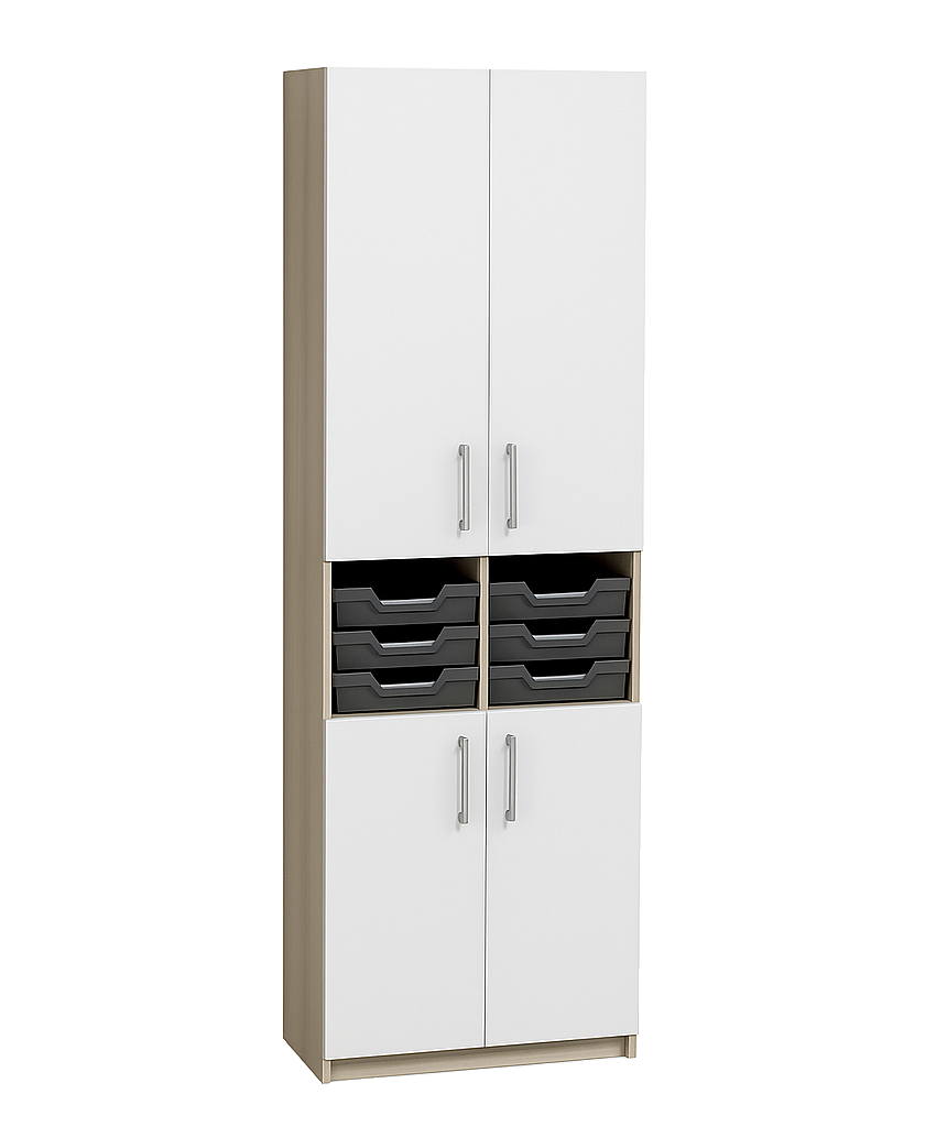 Шафа 4-х дверна з лотками та полицями, АЛМАНТ, 702х405х2115 мм.